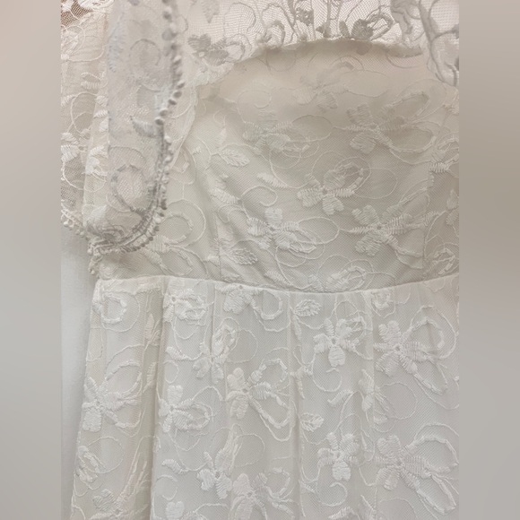 David’s Bridal White Lace Off-Shoulder Dress for Girls Size 8 - Picture 5 of 12